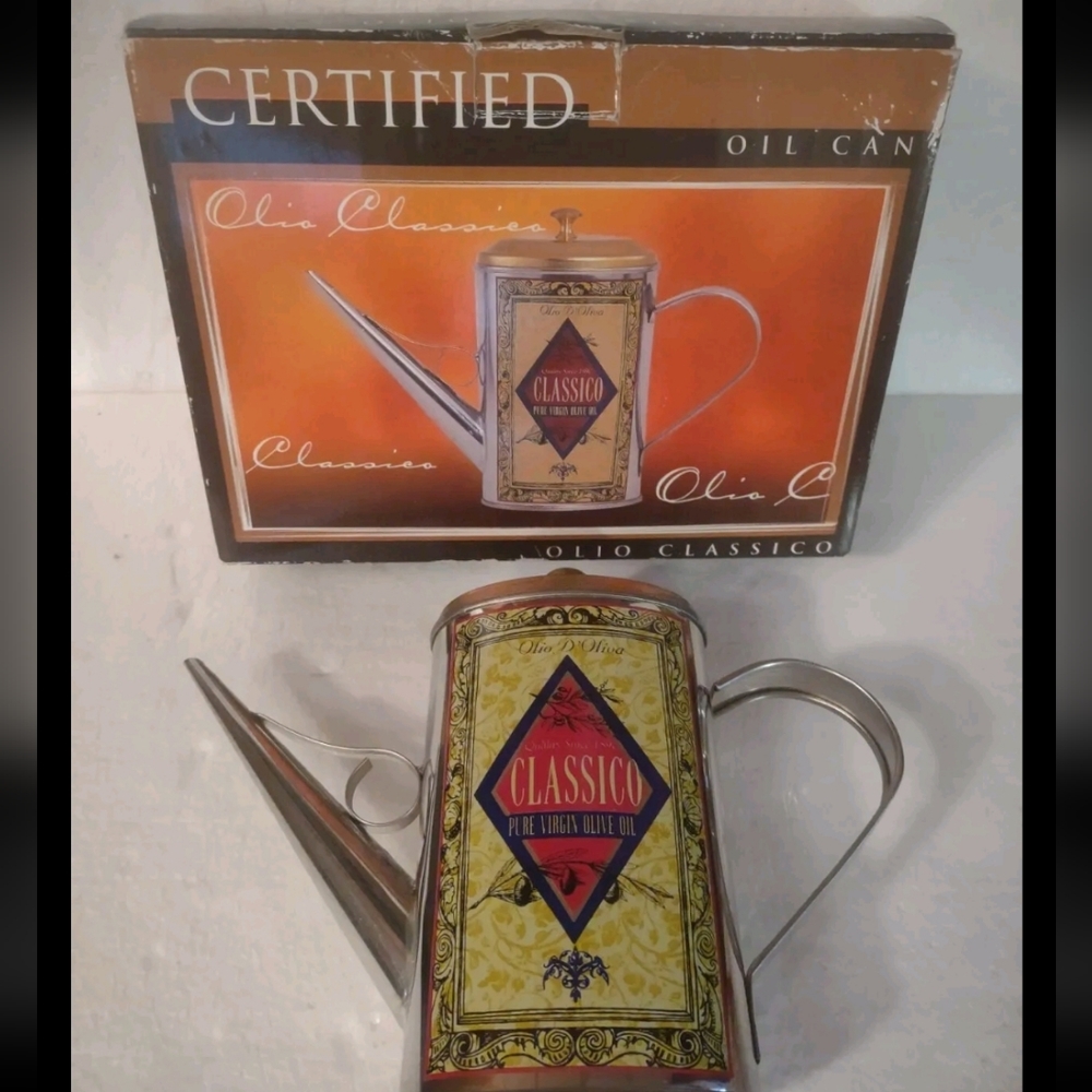 NIB Olive Oil Tin Decanter